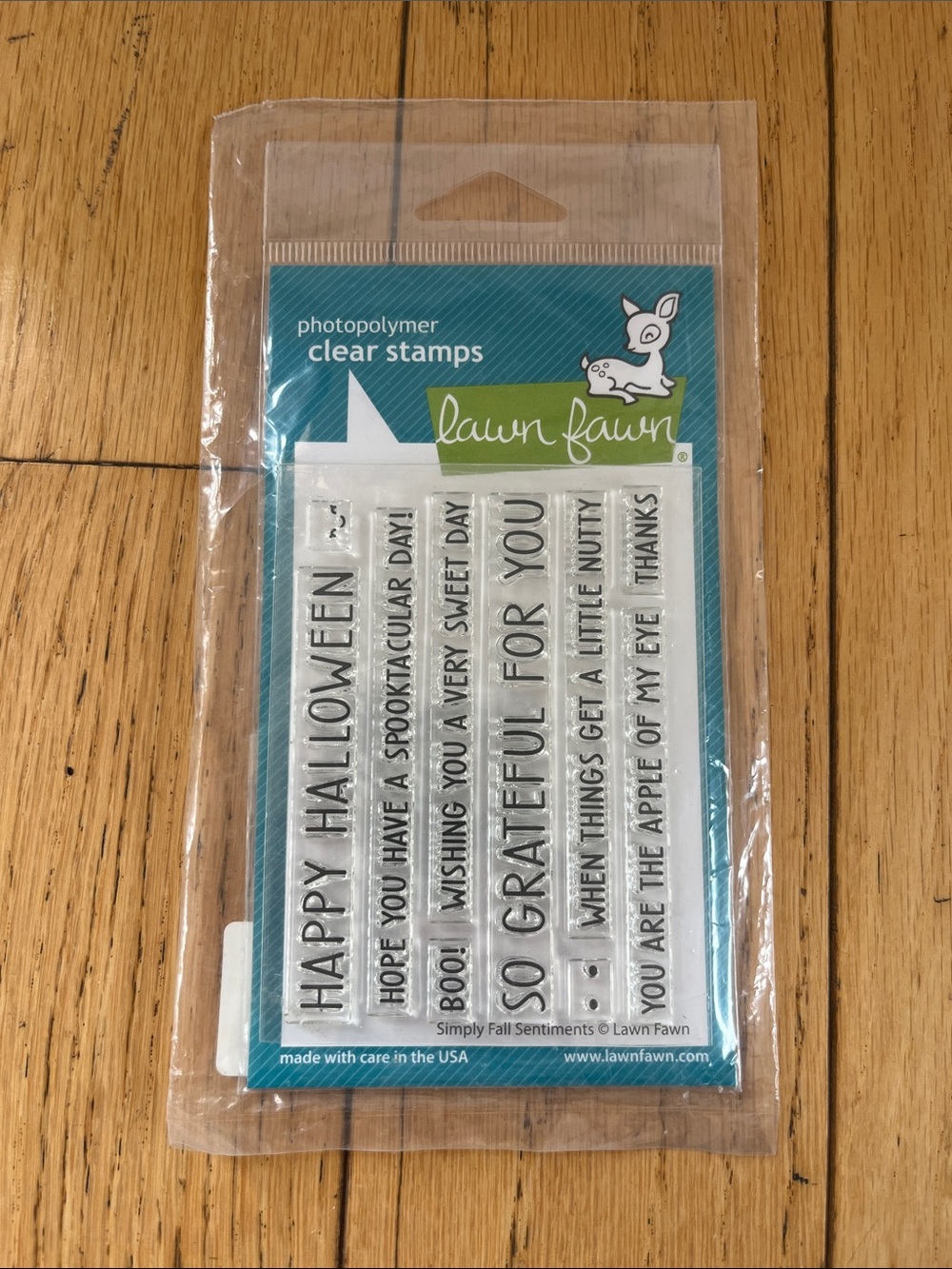 Lawn Fawn Simply Fall Sentiments Clear Stamp Set - Teal